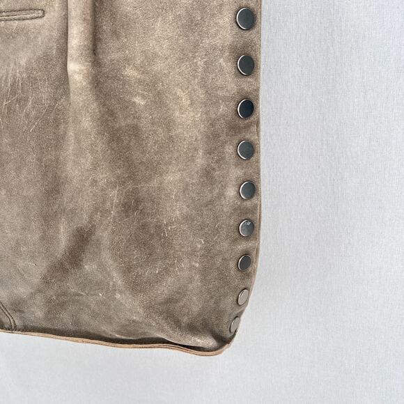 HAMMITT Oliver Zip Tote Womens Large Distressed Taupe Gray Studded Shoulder Bag - Picture 10 of 16